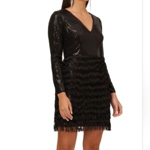 Adrianna by Adrianna Papell Women's Sequined Fringe Dress - Black